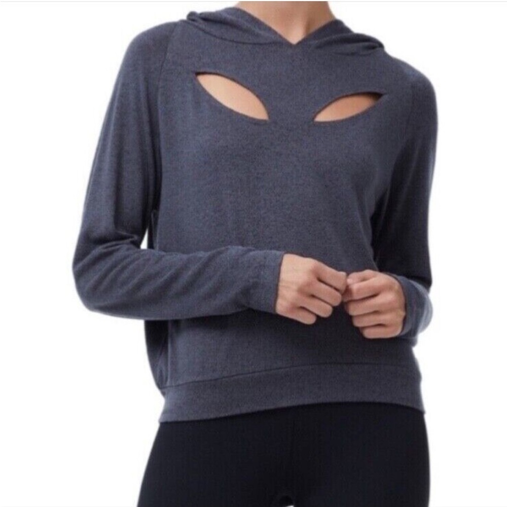 Good American Gray Petal Cut Out Hoodie Size 2 Medium